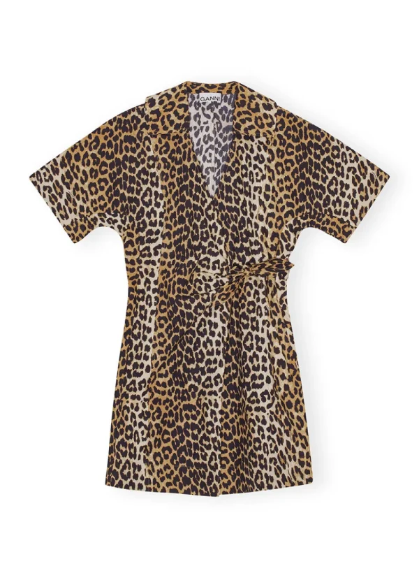 GANNI Leopard Printed Wrap Mini Dress | Dresses