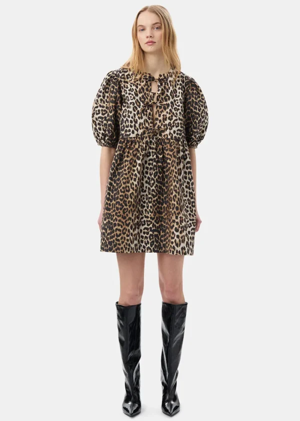 GANNI Leopard Tie String Mini Dress | Dresses