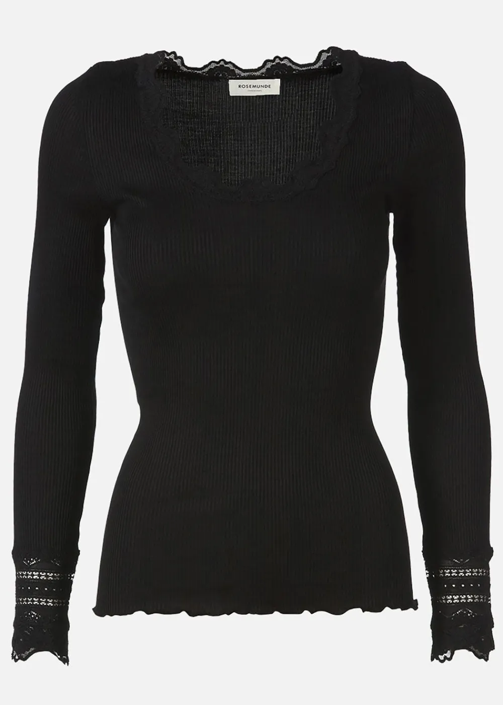 long_sleeve_tshirt_with_l_0.webp Rosemunde Long Sleeve T-Shirt with Lace - Black | Tops
