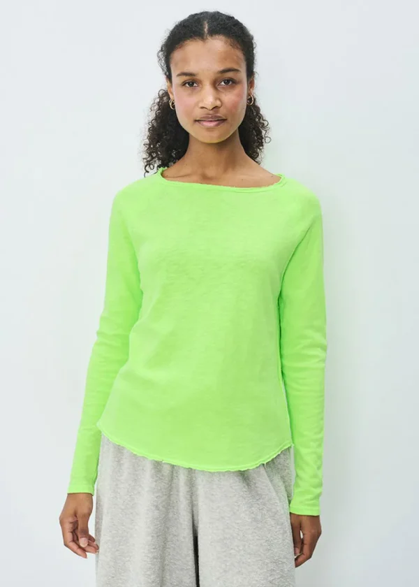 American Vintage Long-Sleeve Sonoma Boat Neck T-Shirt - Fluo Apple | Tops