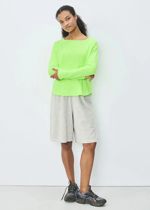 American Vintage Long-Sleeve Sonoma Boat Neck T-Shirt - Fluo Apple | Tops