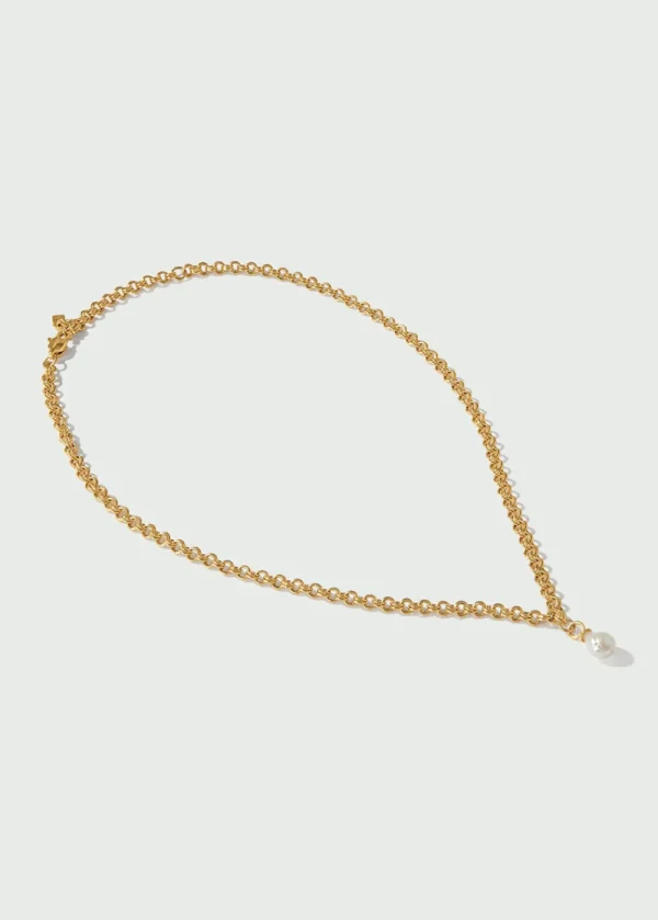 Orelia Luxe Chain & Pearl Drop Necklace | Necklaces