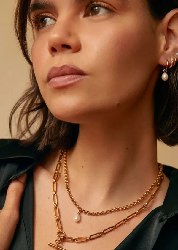 Orelia Luxe Chain & Pearl Drop Necklace | Necklaces