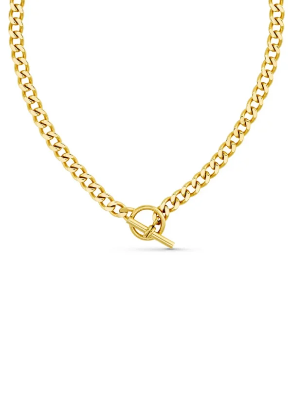 Orelia LUXE Flat Curb T-Bar Necklace - Gold | Necklaces