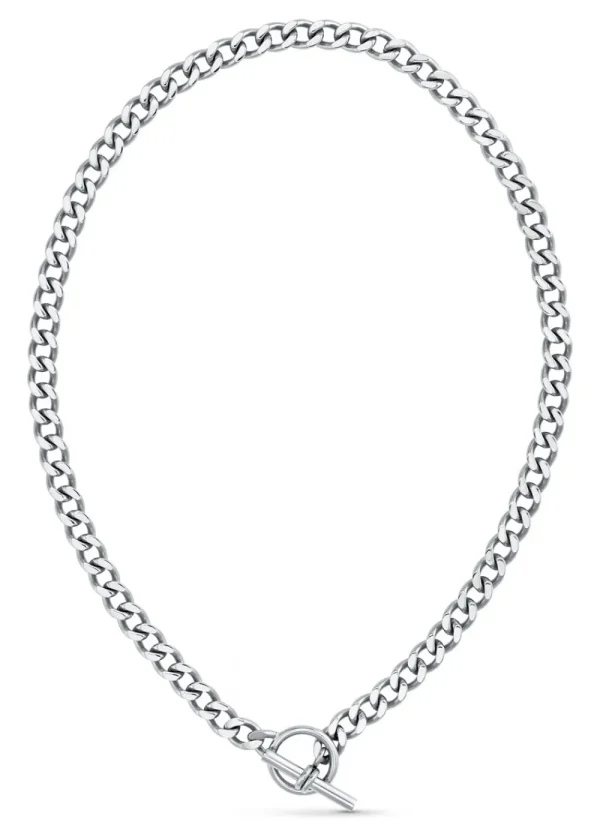 Orelia LUXE Flat Curb T-Bar Necklace - Silver | Necklaces