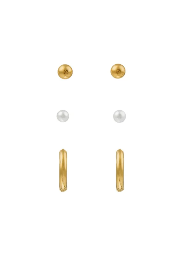 Orelia Luxe Pearl Stud & Hoop Earring 3 Pack | Earrings