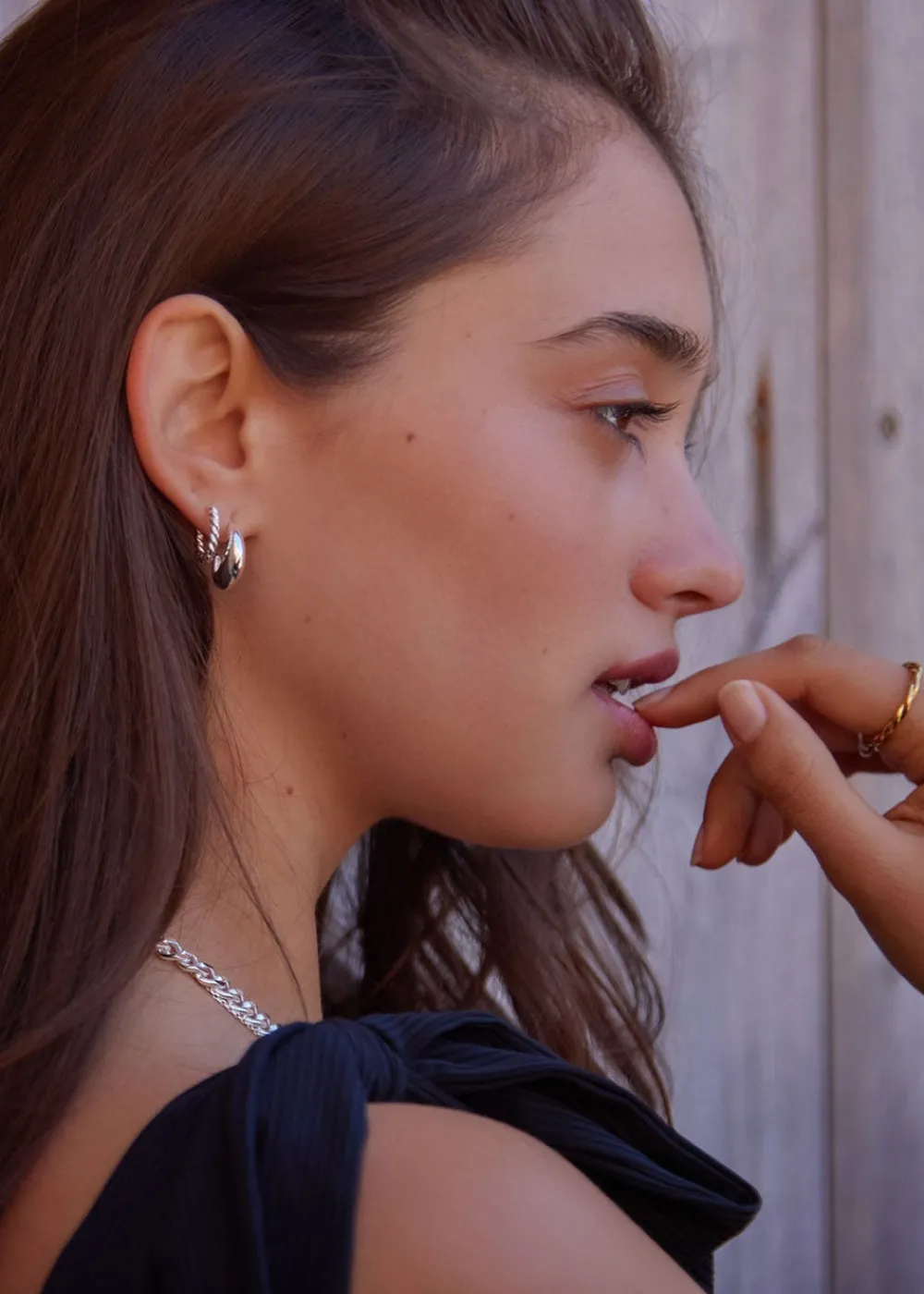 luxe_tapered_dome_hoop_ea_1.webp Orelia LUXE Tapered Dome Hoop Earrings - Silver | Earrings