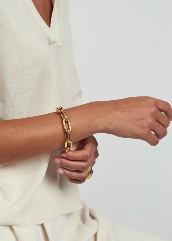 Tilly Sveaas Medium Gold Oval Linked Bracelet | Bracelets