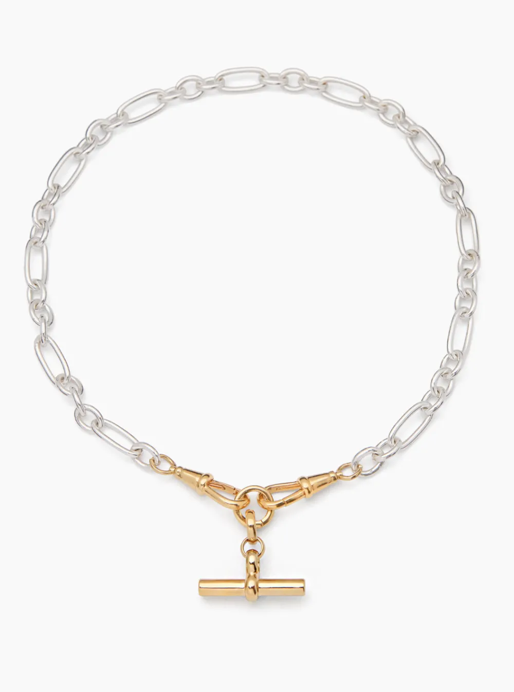medium_gold_tbar_on_silve_0.webp Tilly Sveaas Medium Gold T-bar on Silver and Gold Clipt Watch Chain Necklace | Necklaces