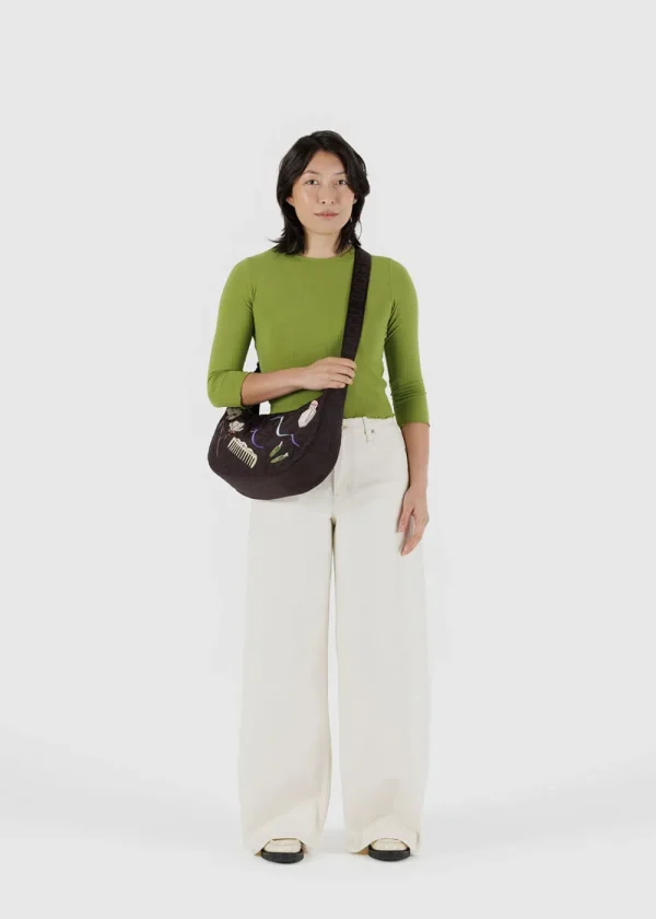 BAGGU Medium Nylon Crescent Bag - Embroidered Get Ready With Me | Bags