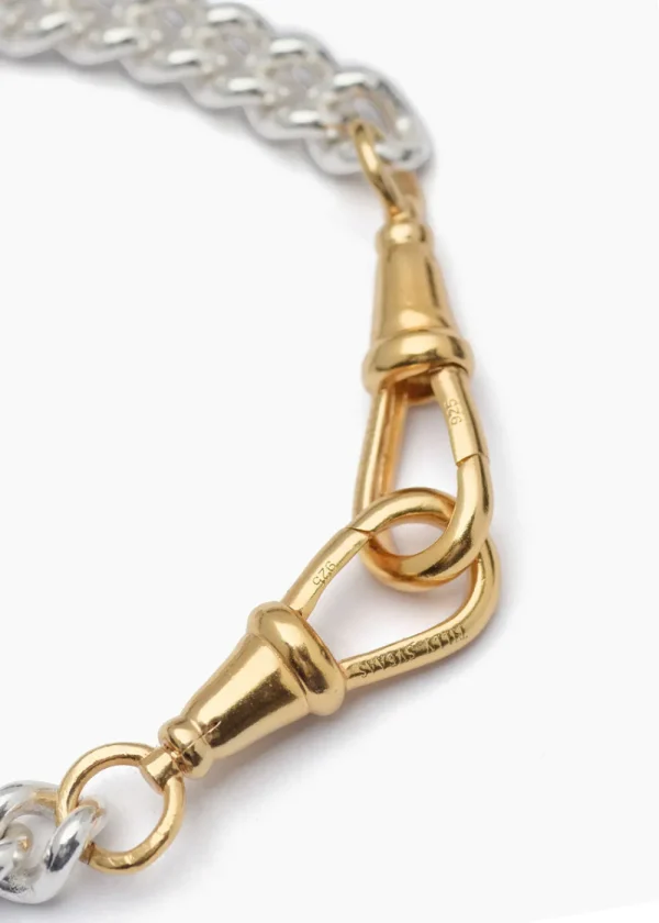 Tilly Sveaas Medium Silver and Gold Curb Clipt Bracelet | Bracelets