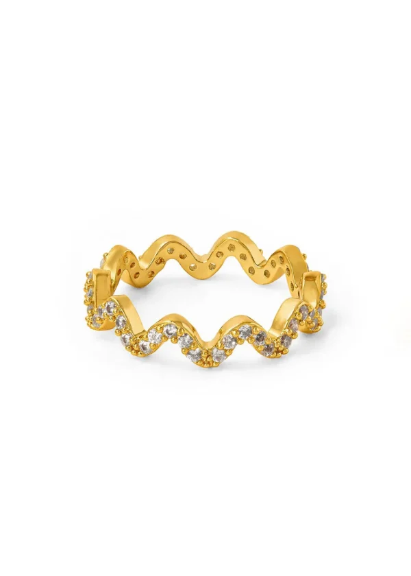 Orelia Pave Wave Ring - Gold | Rings