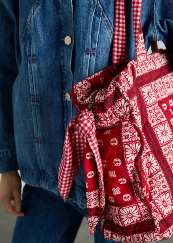 Damson Madder Quilted Tote Bag - Red Bandana | Bags