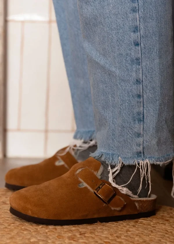 Genuins Riva Velour Wool Clog - Almond | Shoes
