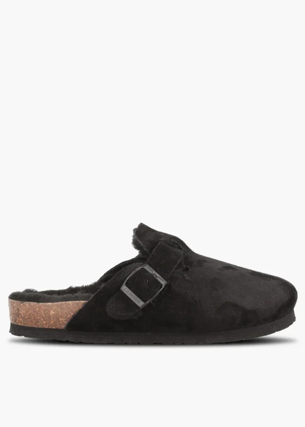Genuins Riva Velour Wool Clog - Black | Shoes