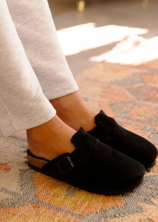 Genuins Riva Velour Wool Clog - Black | Shoes