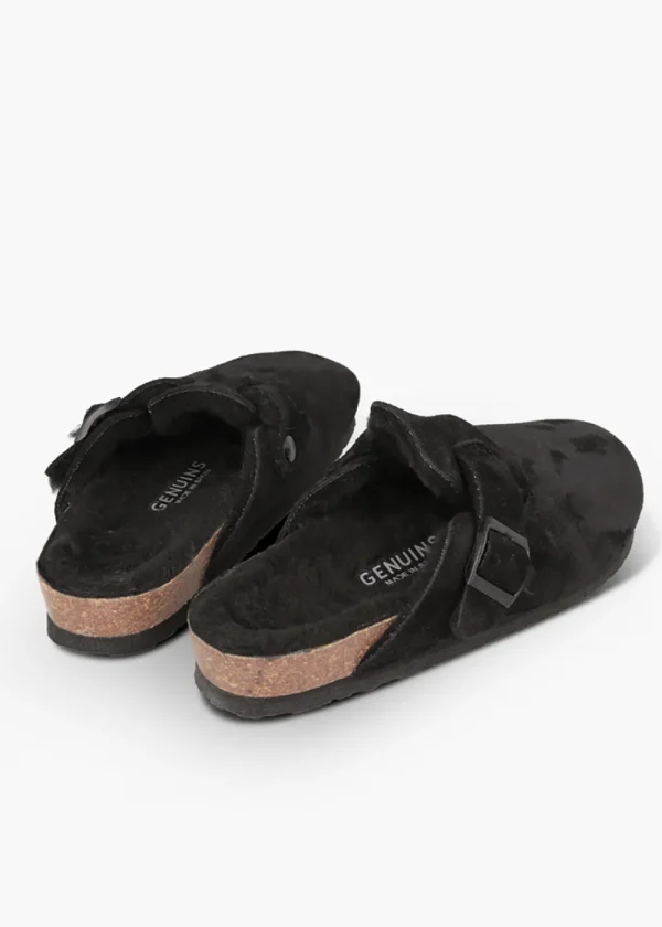 Genuins Riva Velour Wool Clog - Black | Shoes