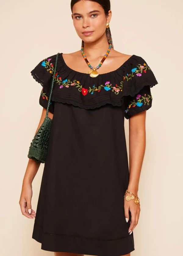 Rixo Saige Dress - Embroidery Black | Dresses
