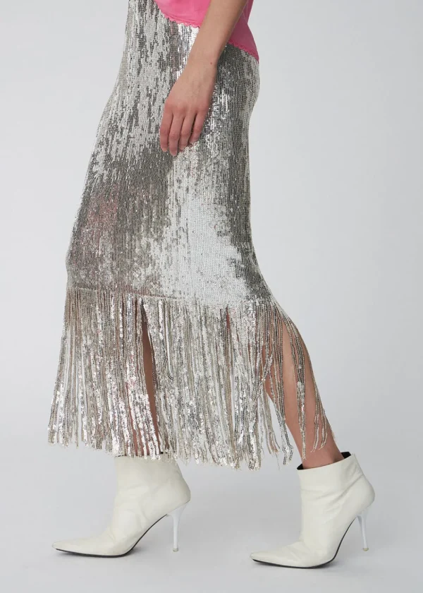 Stella Nova Sequins Fringes Skirt - Silver Fractures | Skirts