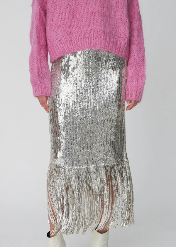 Stella Nova Sequins Fringes Skirt - Silver Fractures | Skirts