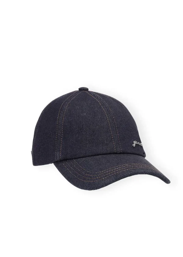 GANNI Signature Denim Cap - Dark Navy | Hats