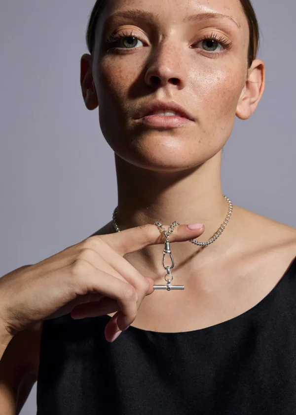 Tilly Sveaas Silver T-bar on Chunky Belcher Clipt Necklace | Necklaces