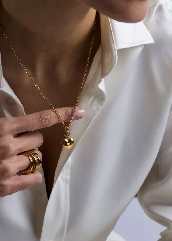 Tilly Sveaas Small Gold Heart on Belcher Chain | Necklaces
