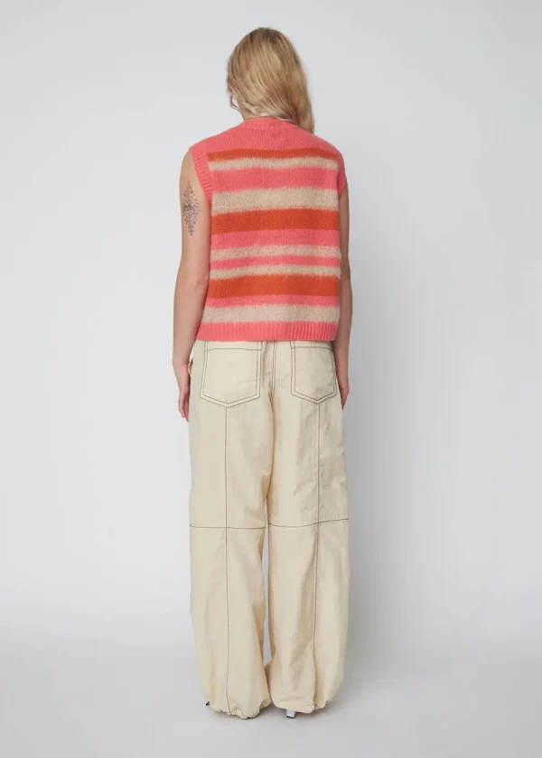 Stella Nova Striped Mohair Cardigan Vest - Sunshine Orange | Knitwear