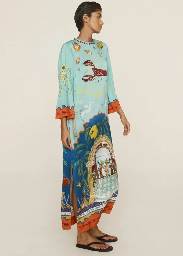 Alémais Surrealist Summer Midi Silk Dress | Dresses
