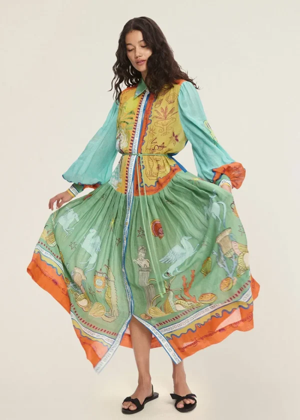Alémais Surrealist Summer Ramie Shirtdress | Dresses