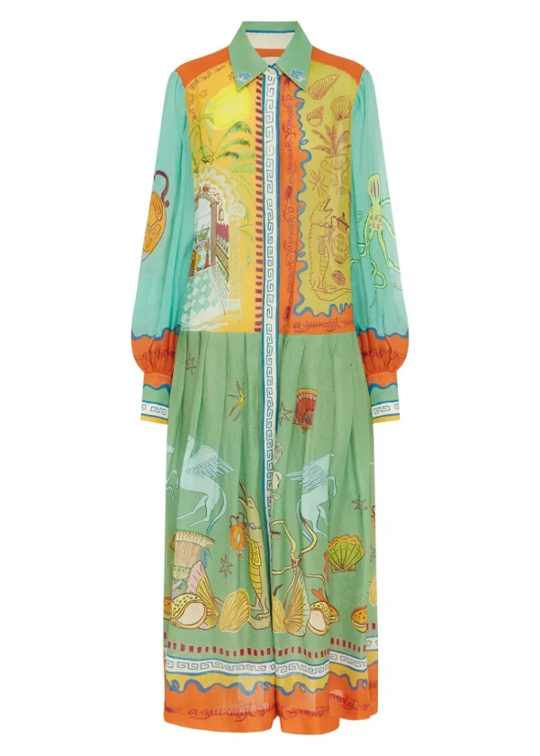 Alémais Surrealist Summer Ramie Shirtdress | Dresses