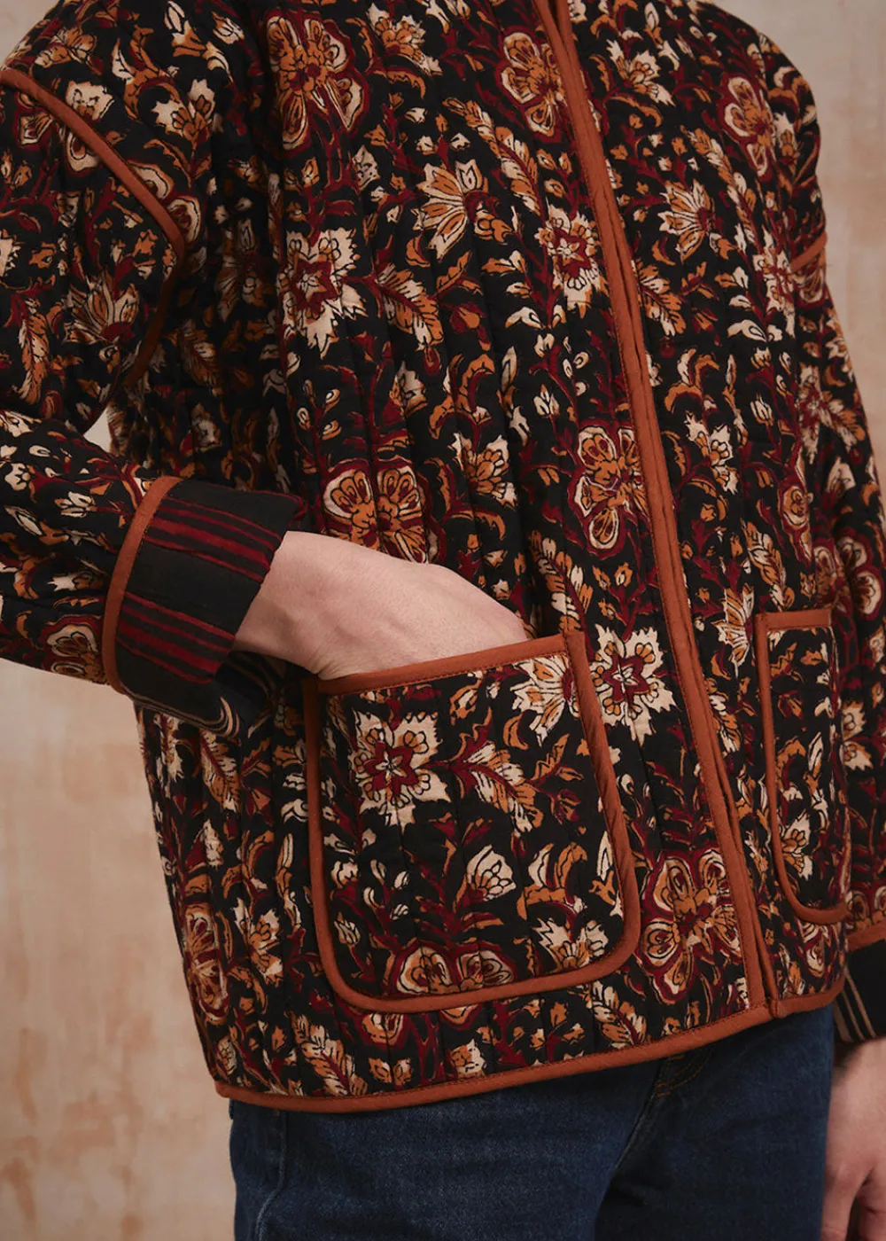 tan_jaal_penny_jacket_5.webp Pink City Prints Tan Jaal Penny Jacket | Coats & Jackets