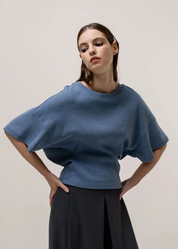 Emin and Paul Tapered T-Shirt - Sky | Tops