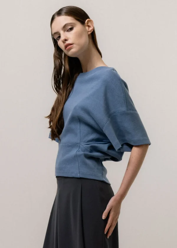 Emin and Paul Tapered T-Shirt - Sky | Tops