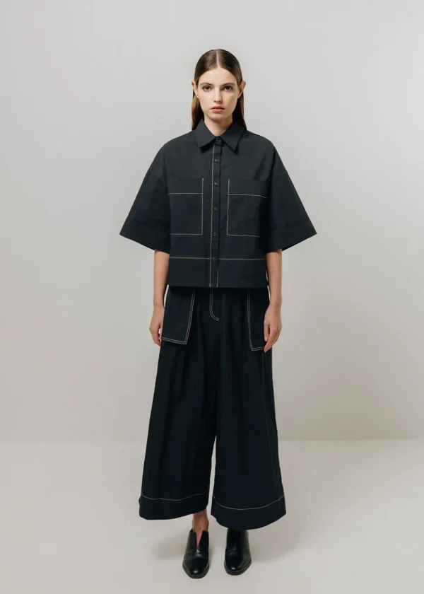 Emin and Paul Ultra Wide Leg Trousers - Black | Trousers
