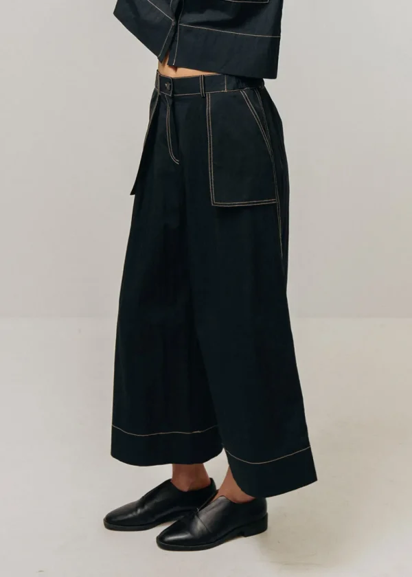 Emin and Paul Ultra Wide Leg Trousers - Black | Trousers
