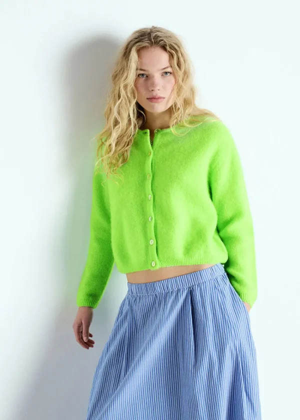 American Vintage Vitow Cardigan - Fluo Apple | Knitwear
