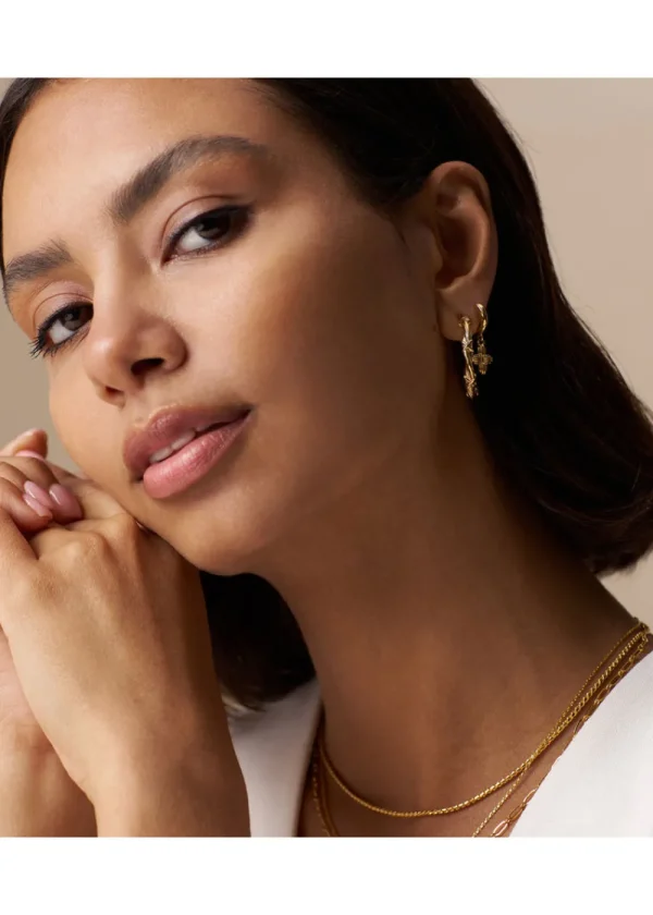Orelia Woven Twist & Cross Mid-Size Hoop Earrings | Earrings